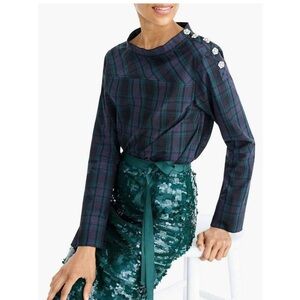 HOLIDAYS J. Crew Plaid Long Sleeve Top. Size 6.